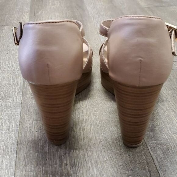 Heels Wedges Sandals Apostrophe Platform Nude Open Toe Women's WOMAN'S Size 9.5 - Picture 5 of 16